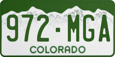 CO license plate 972MGA