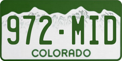 CO license plate 972MID