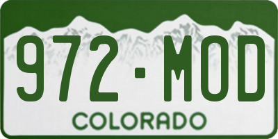 CO license plate 972MOD