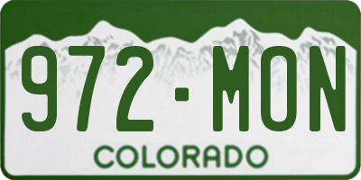CO license plate 972MON