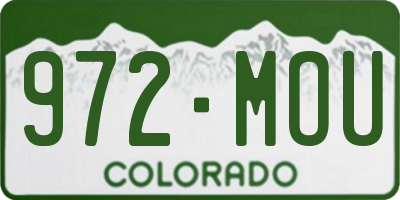 CO license plate 972MOU