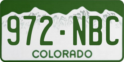 CO license plate 972NBC