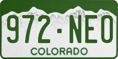CO license plate 972NEO
