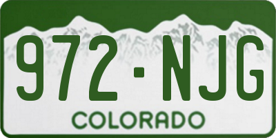 CO license plate 972NJG