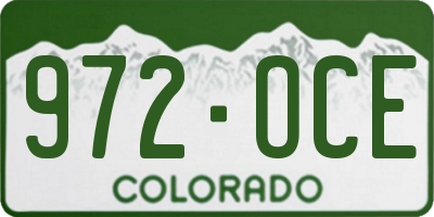 CO license plate 972OCE