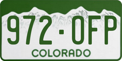 CO license plate 972OFP