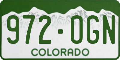 CO license plate 972OGN