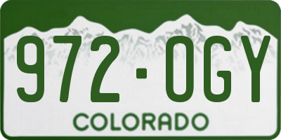 CO license plate 972OGY