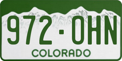 CO license plate 972OHN