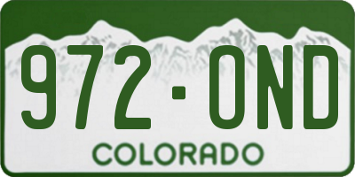 CO license plate 972OND