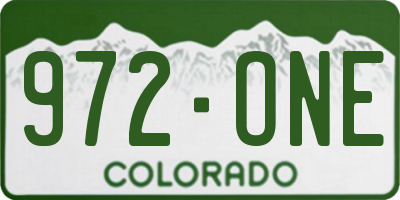 CO license plate 972ONE
