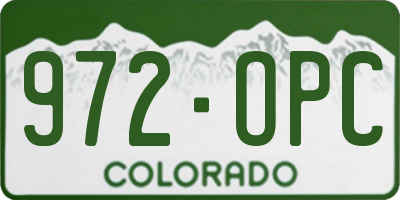 CO license plate 972OPC