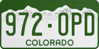 CO license plate 972OPD