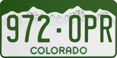 CO license plate 972OPR