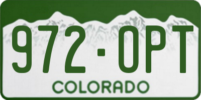 CO license plate 972OPT