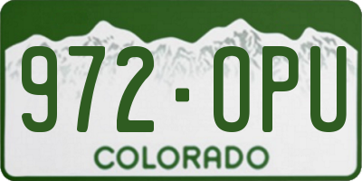 CO license plate 972OPU