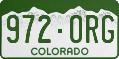 CO license plate 972ORG