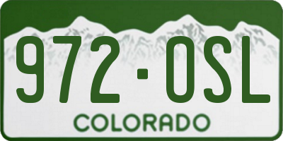 CO license plate 972OSL