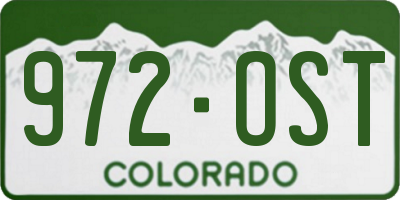 CO license plate 972OST