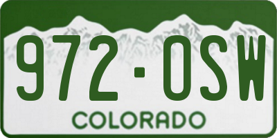 CO license plate 972OSW