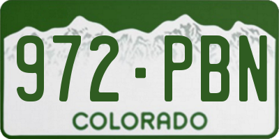 CO license plate 972PBN