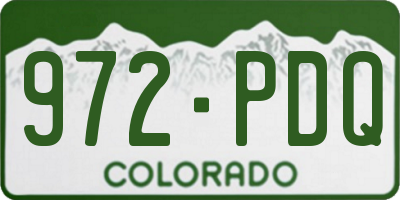 CO license plate 972PDQ