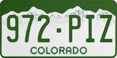 CO license plate 972PIZ