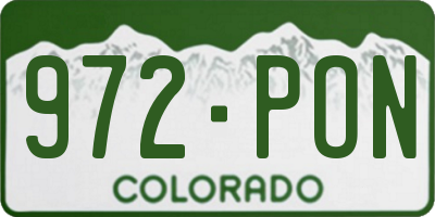 CO license plate 972PON