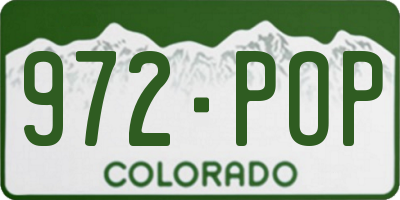 CO license plate 972POP
