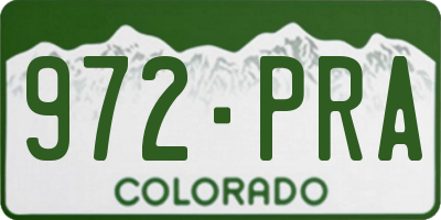 CO license plate 972PRA