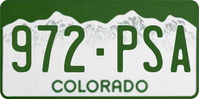 CO license plate 972PSA
