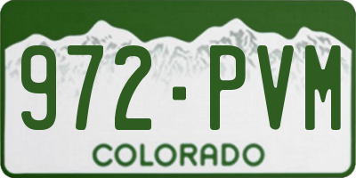 CO license plate 972PVM