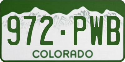 CO license plate 972PWB
