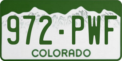 CO license plate 972PWF