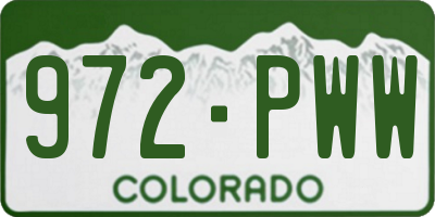 CO license plate 972PWW