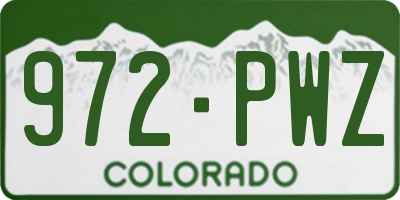 CO license plate 972PWZ