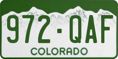 CO license plate 972QAF
