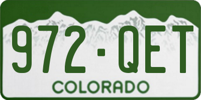 CO license plate 972QET
