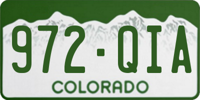 CO license plate 972QIA