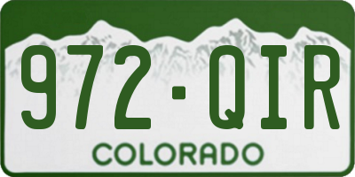 CO license plate 972QIR