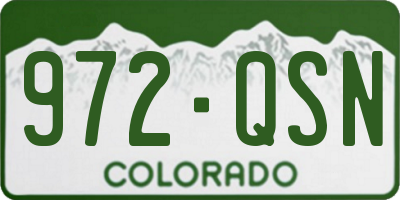 CO license plate 972QSN