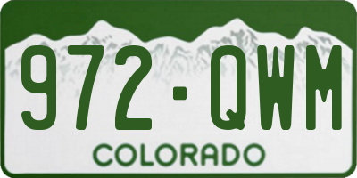 CO license plate 972QWM
