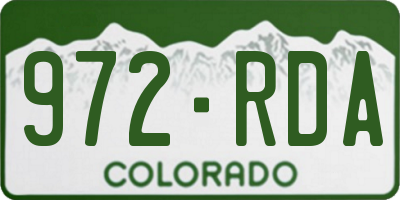 CO license plate 972RDA