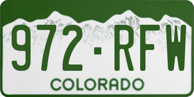 CO license plate 972RFW