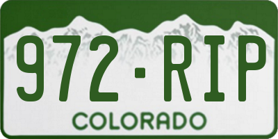 CO license plate 972RIP