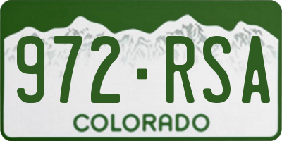 CO license plate 972RSA