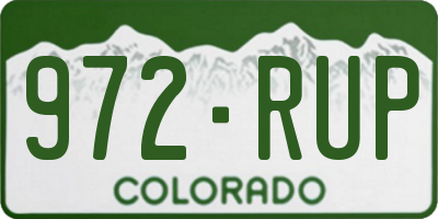 CO license plate 972RUP
