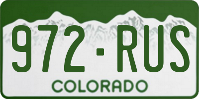 CO license plate 972RUS