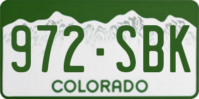 CO license plate 972SBK