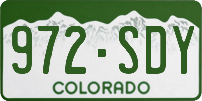 CO license plate 972SDY